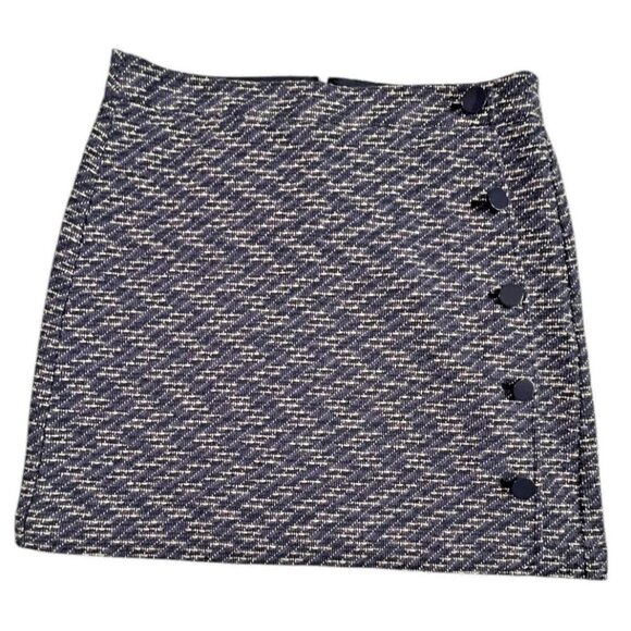LOFT Lined A-Line Skirt Faux Button Detail Navy Size 12 - Picture 1 of 6